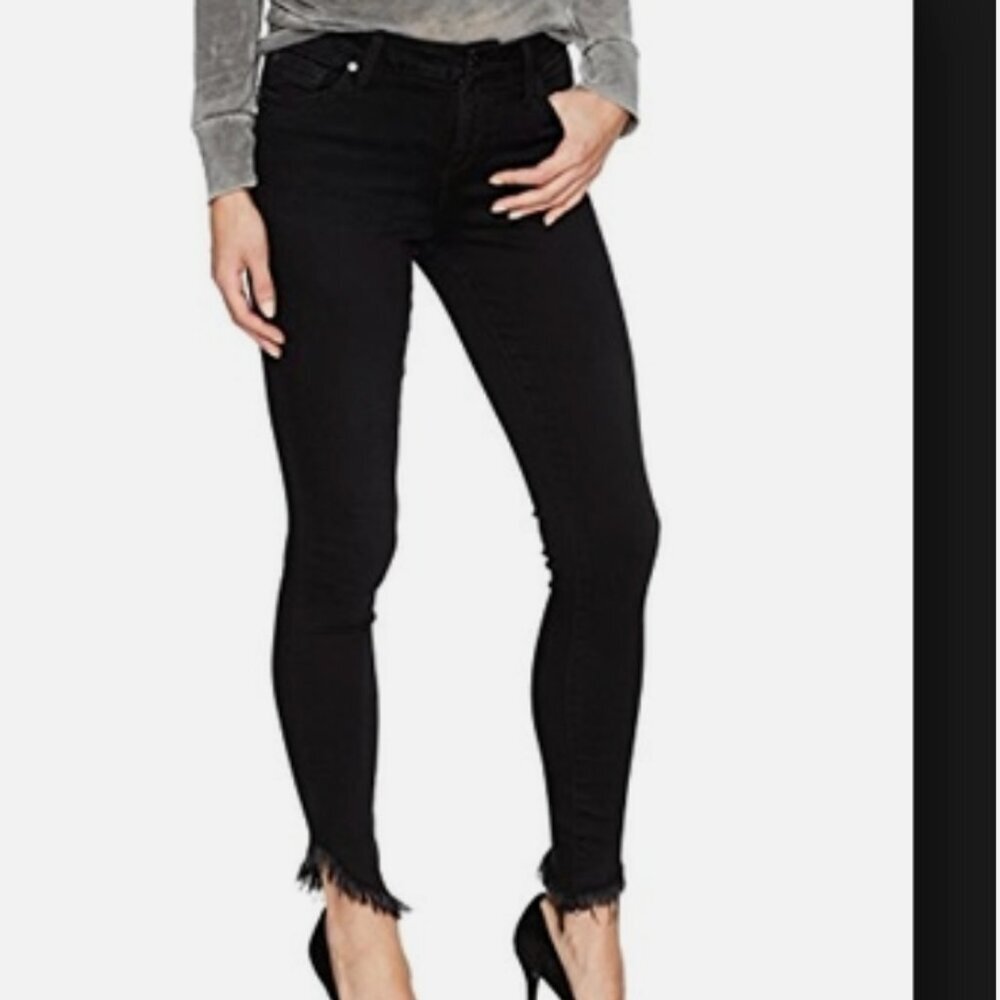 JOE'S FLAWLESS THE ICON MID RISE SKINNY ANKLE raw hem zip leg LENNOX black jeans